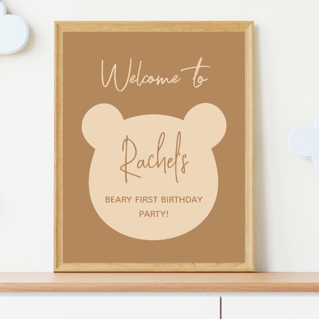 Minimal Beary First Birthday Welcome Sign (Creator Uploaded)