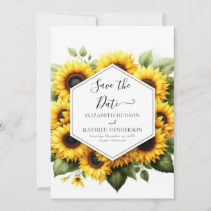 Minimal Beautiful Sunflower Wedding Save The Date