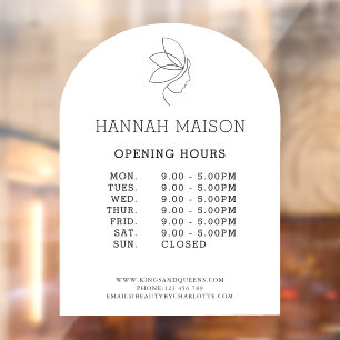 Minimal, Beauty, Logo, Business, Opening Hours  Window Cling