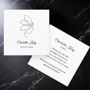 Minimal, Beauty, Logo, Line Art, Salon  Square Business Card