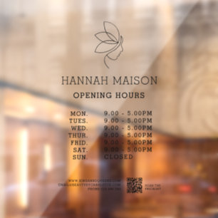 Minimal, Beauty, Logo, QR-CODE, Business  Window Cling