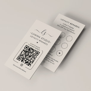 Minimal Beauty Med Spa Therapist Monogram Sand Loyalty Card
