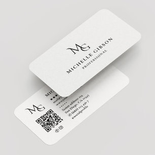Minimal Beauty Monogram MG Logo Professional White Business Card