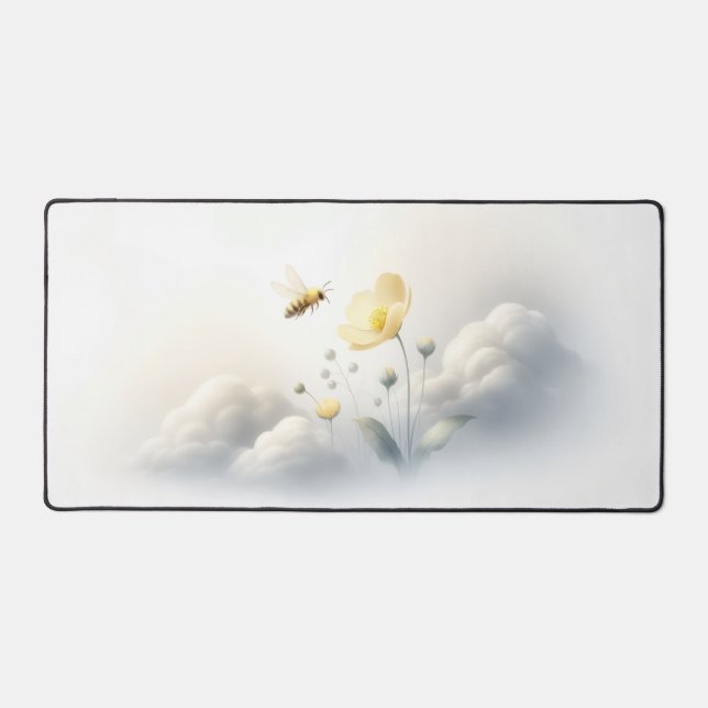 Minimal Bee & Clouds Desk Mat (Front)