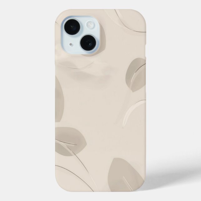 Minimal Beige Aesthetic Leaves Case (Back)