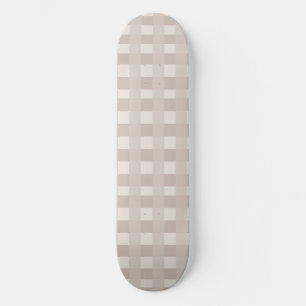 Minimal Beige Checkerboard Design Skateboard
