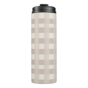 Minimal Beige Checkerboard Design Thermal Tumbler