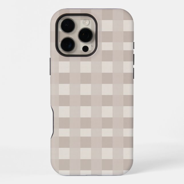 Minimal Beige Chequerboard Design iPhone Case (Back)