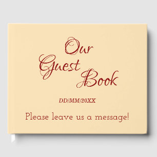 Minimal Beige, Dark Red Generic Guest Book