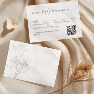 Minimal Beige & Gold Botancial Weddng RSVP Card