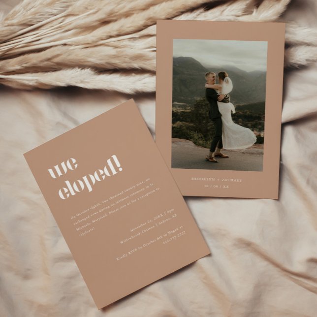 Minimal Beige Photo Elopement & Wedding Reception Invitation (Creator Uploaded)