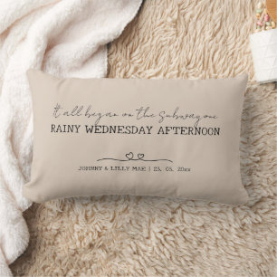 Minimal Beige Romantic Subway Story Lumbar Pillow