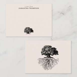 Minimal Beige Vintage Tree Custom Name Card