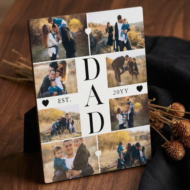 Minimal Best Dad Ever Gift Custom Photo Collage Plaque (Minimal Best Dad Ever Gift Custom Photo Collage Plaque)
