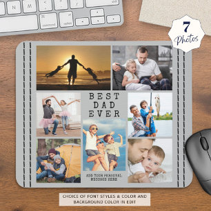 Minimal BEST DAD EVER Photo Collage Personalized Mouse Pad