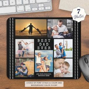 Minimal BEST DAD EVER Photo Collage Personalized Mouse Pad