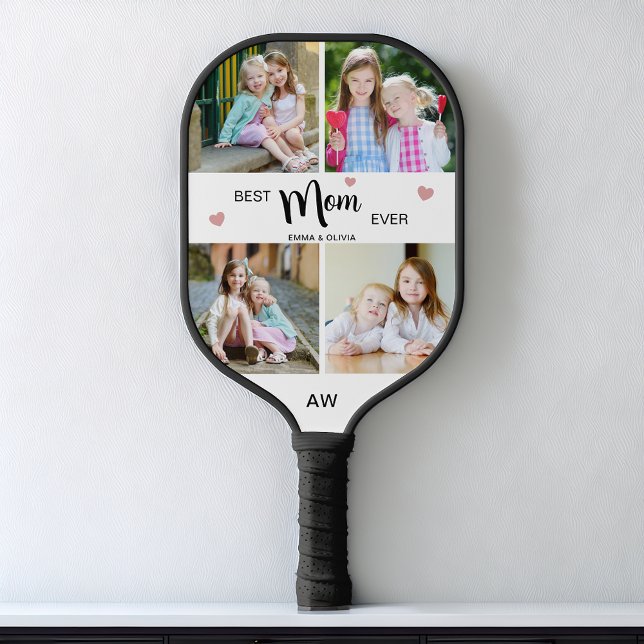 Minimal Best Mom Ever Mothers Day With Initials Pickleball Paddle (Best Mom Ever Mothers Day Gift Custom Photo Pickleball Paddle)