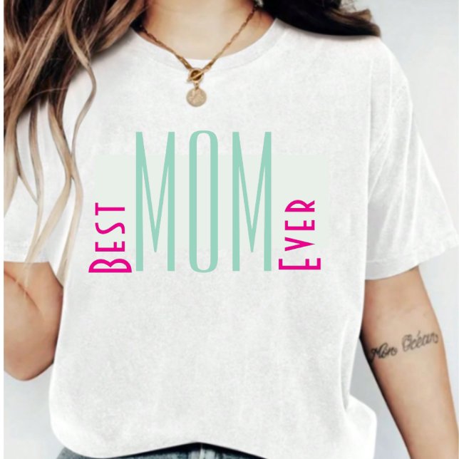 Minimal Best Mom Typography T-shirt (Creator Uploaded)