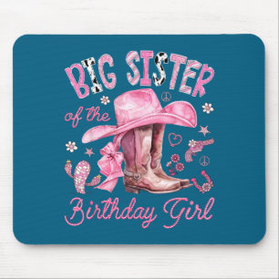 Minimal Big Sister Birthday Girl Pink Mouse Pad