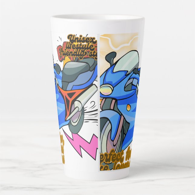 Minimal Bike Art Graphic Latte Mug (Front)