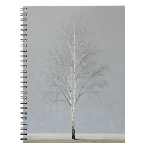 Minimal Birch Tree Soft Gray Notebook
