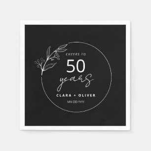 Minimal Black 50 years wedding anniversary Napkin
