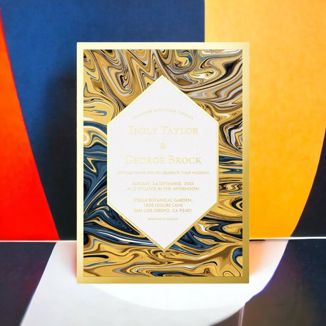 Minimal Black And Gold Waves Abstract Art Wedding (Creator Uploaded)