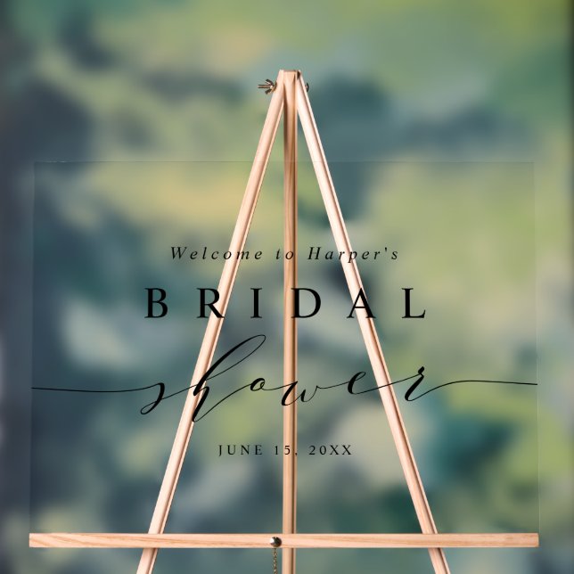 Minimal Black and White Bridal Shower Welcome Acrylic Sign (Neutral)