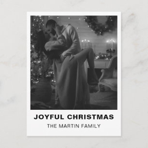 Minimal Black and White Christmas Holiday Photo Postcard