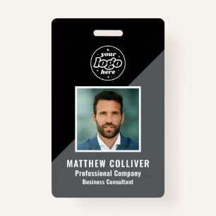 Minimal Black and White Corporate Photo ID Badge