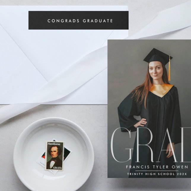 minimal black and white customizable graduation wrap around label (Creator Uploaded)