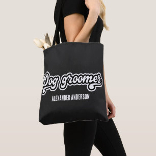Minimal Black and White Dog groomer groovy Tote Bag