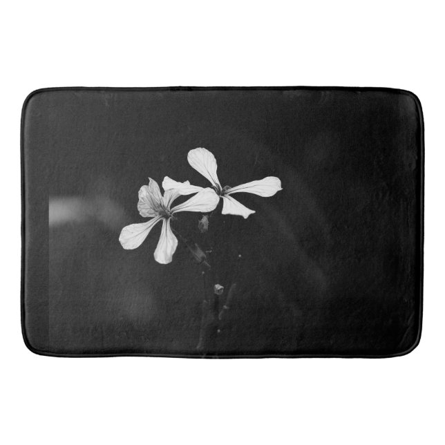 minimal black and white floral bath mat (Front)
