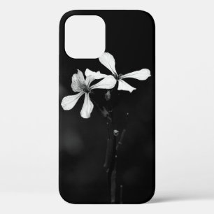 minimal black and white floral iPhone 12 case