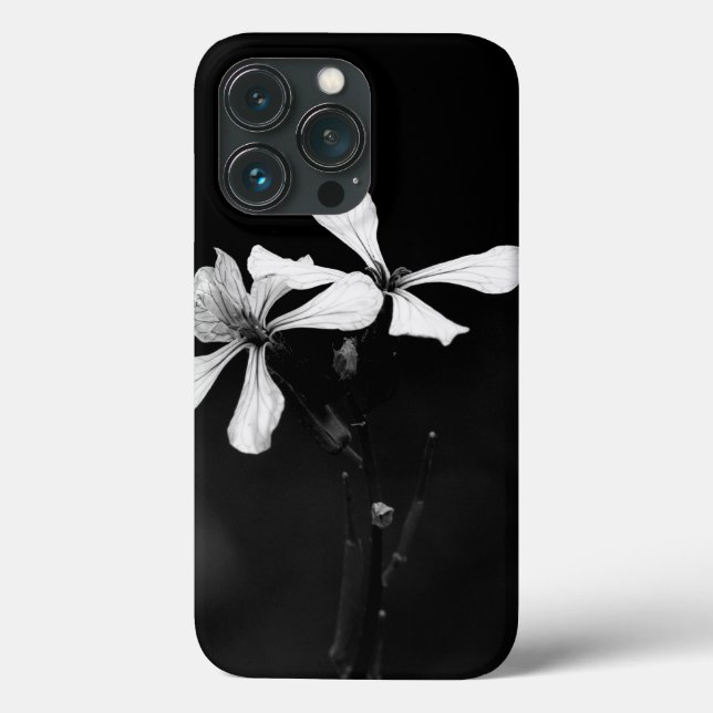 minimal black and white floral Case-Mate iPhone case (Back)
