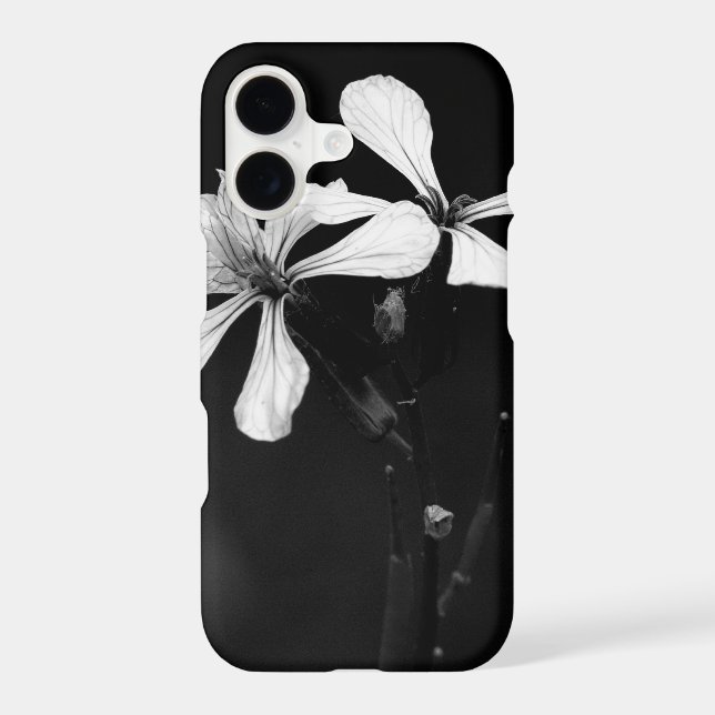 minimal black and white floral iPhone case (Back)