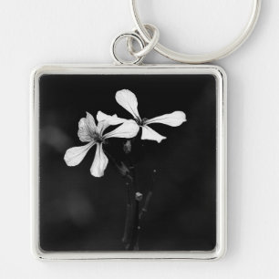 minimal black and white floral keychain