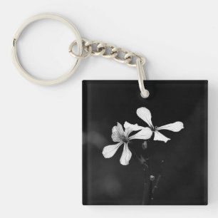 minimal black and white floral keychain