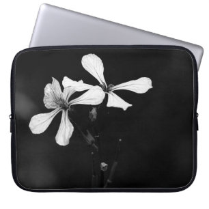 minimal black and white floral laptop sleeve