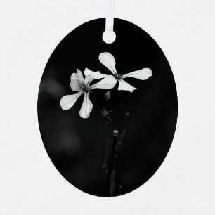 minimal black and white floral metal ornament