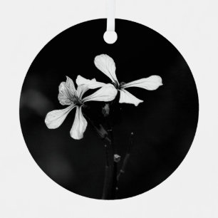minimal black and white floral metal ornament