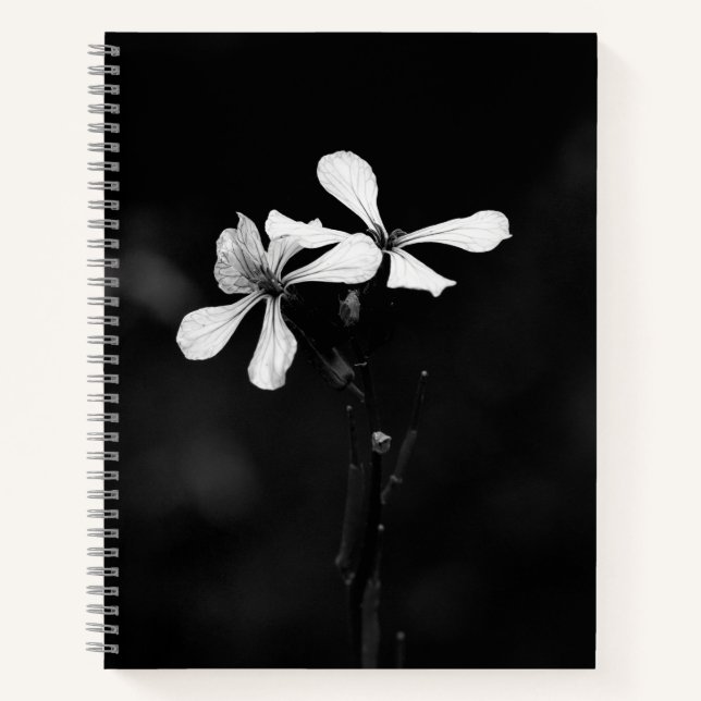 minimal black and white floral notebook (Front)