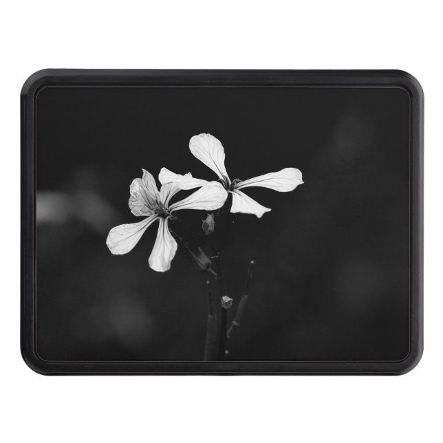 minimal black and white floral trailer hitch cover (Front)