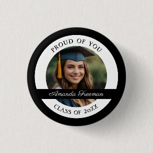 Minimal Black and White Graduate Photo 1 Inch Round Button