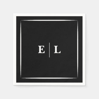 Minimal Black and White Personalized Wedding Guest Napkin