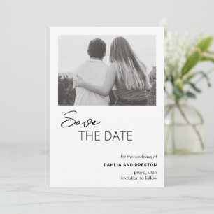 Minimal Black and White Photo Modern Wedding Save The Date