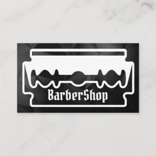 Minimal Black and White Razor Creative Barbershop Business Card