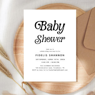 Minimal Black and White Retro Baby Shower Invitation