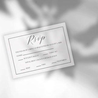 Minimal Black and White Script RSVP Card