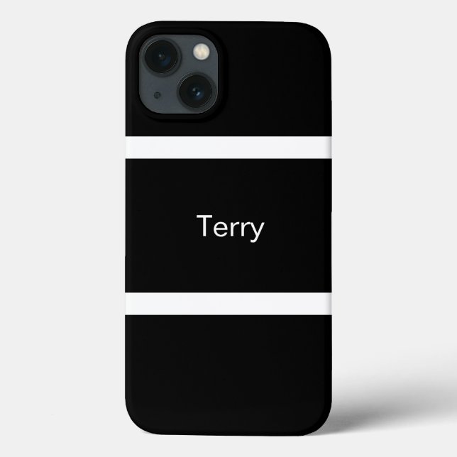 Minimal Black And White Striped Personalized Case-Mate iPhone Case (Back)